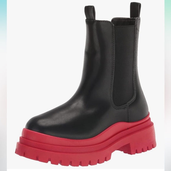 🆕 NWT Azalea Wang “Ghosted” Chunky Platform Boots – Black/Red Size 10 - Picture 7 of 12